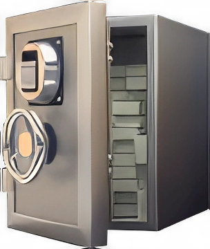 Obraz otwartego sejfu z brązu