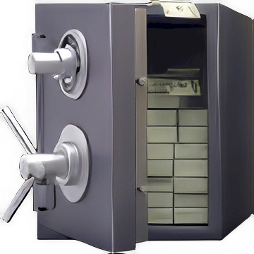 Obraz otwartego srebrnego sejfu