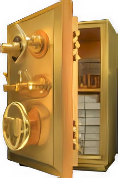 Obraz otwartego sejfu na złoto