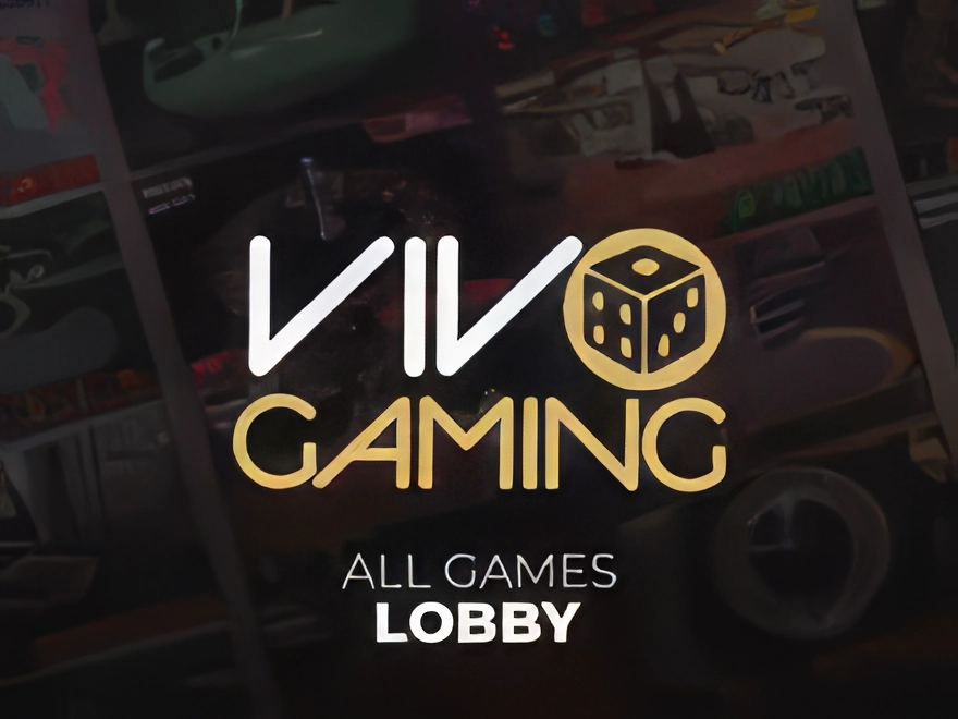 Logo dostawcy gier Vivo Gaming w tle jego katalogu gier